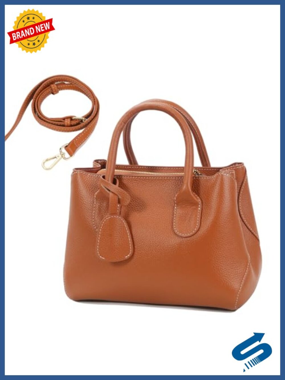 Genuine Leather Vintage Tote Bag for Women Office Shoulder Crossbody Tablet - Picture 1 of 6